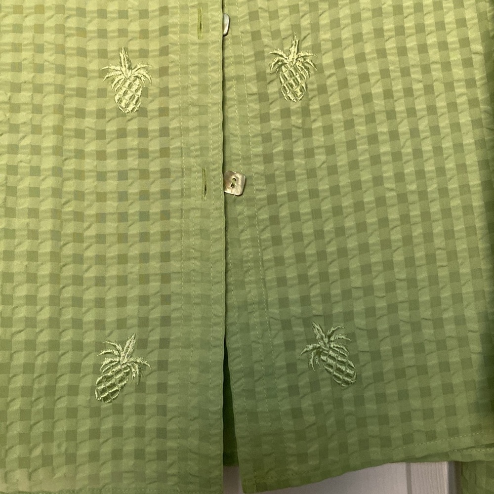 Sophisticated 2 pc Green Pineapple Dress and Blouse Size 10P - Picture 6 of 7